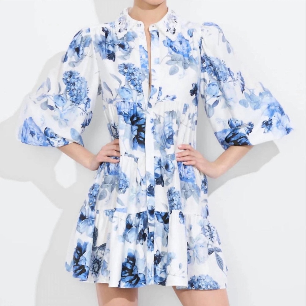 Unworn Alice + Olivia Junia Floral Embroidered Collar Mini Shirtdress
